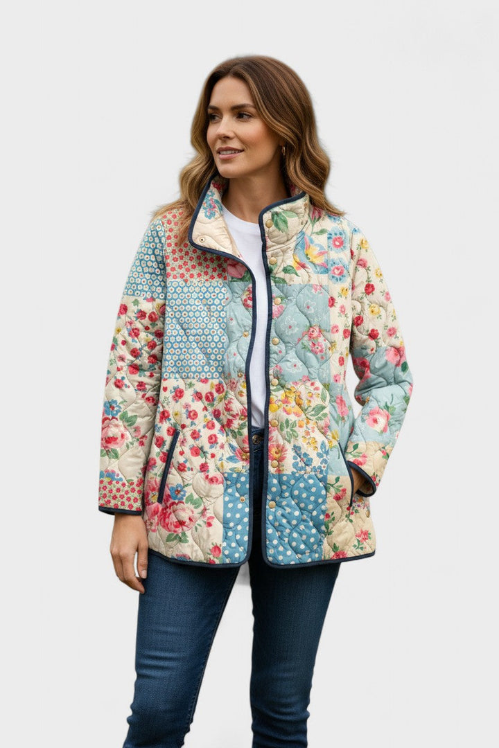 Viola - Chaqueta acolchada con diseño de parches y cuello de peluche