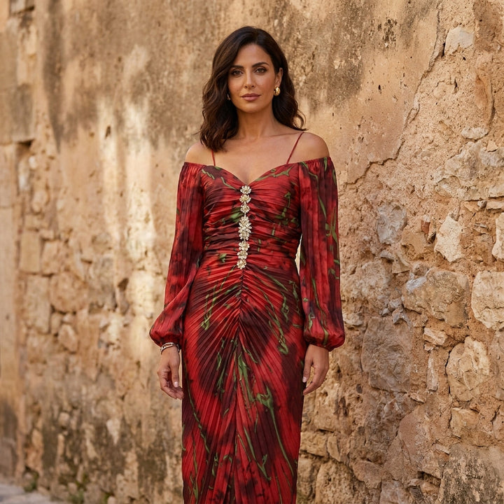 Gregoria - Vestido largo floral con escote profundo