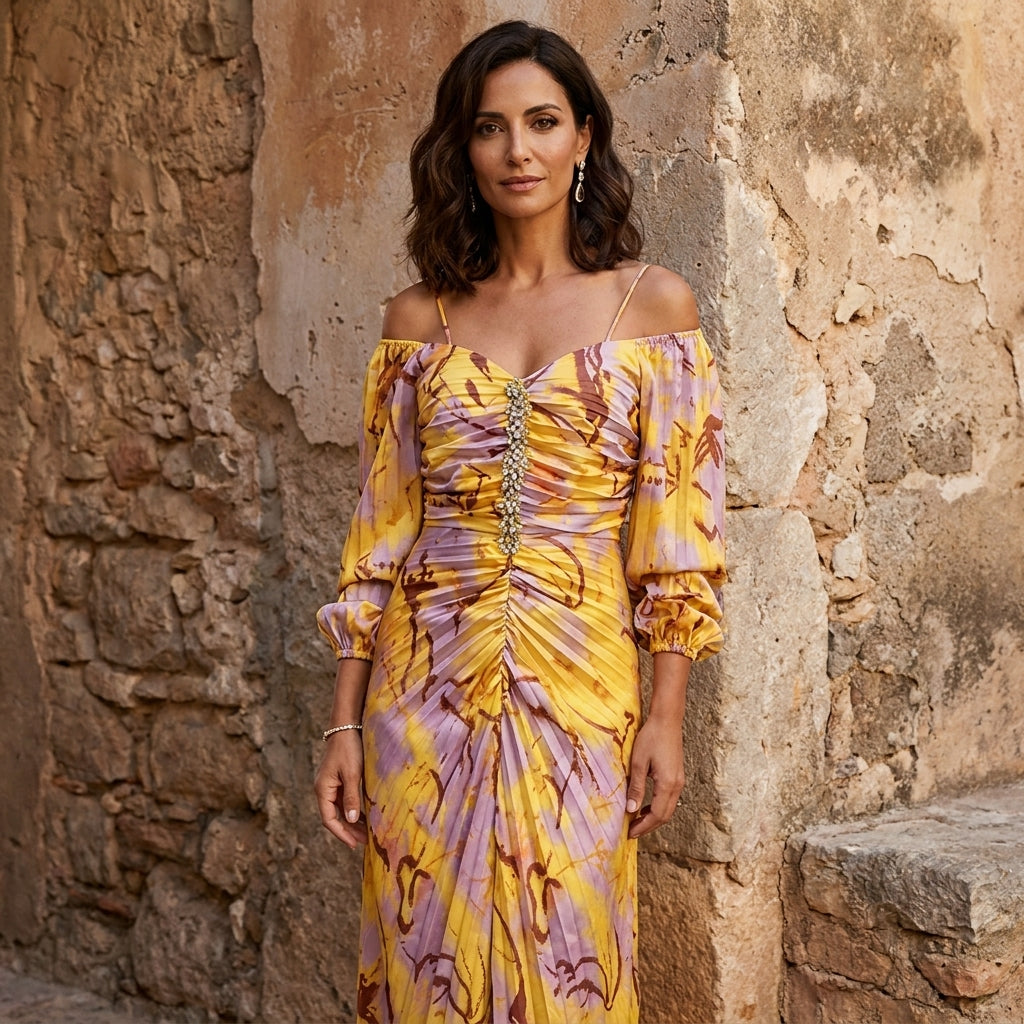 Gregoria - Vestido largo floral con escote profundo