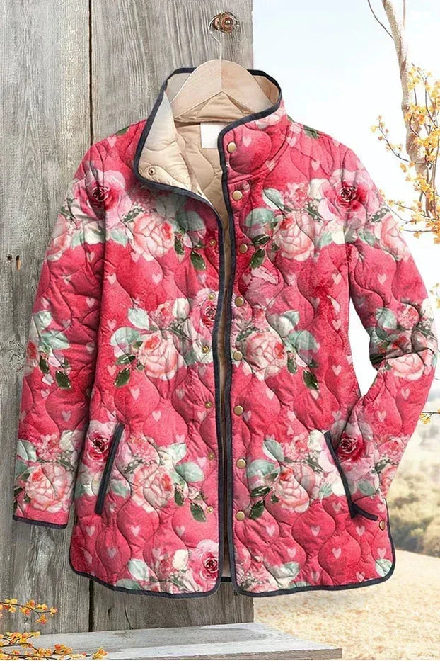 Zora - Chaqueta acolchada con estampado de rosas grandes