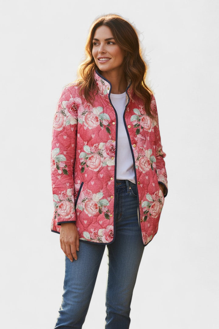 Zora - Chaqueta acolchada con estampado de rosas grandes
