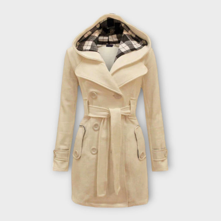 Evelyn - Abrigo de invierno gris cálido con capucha