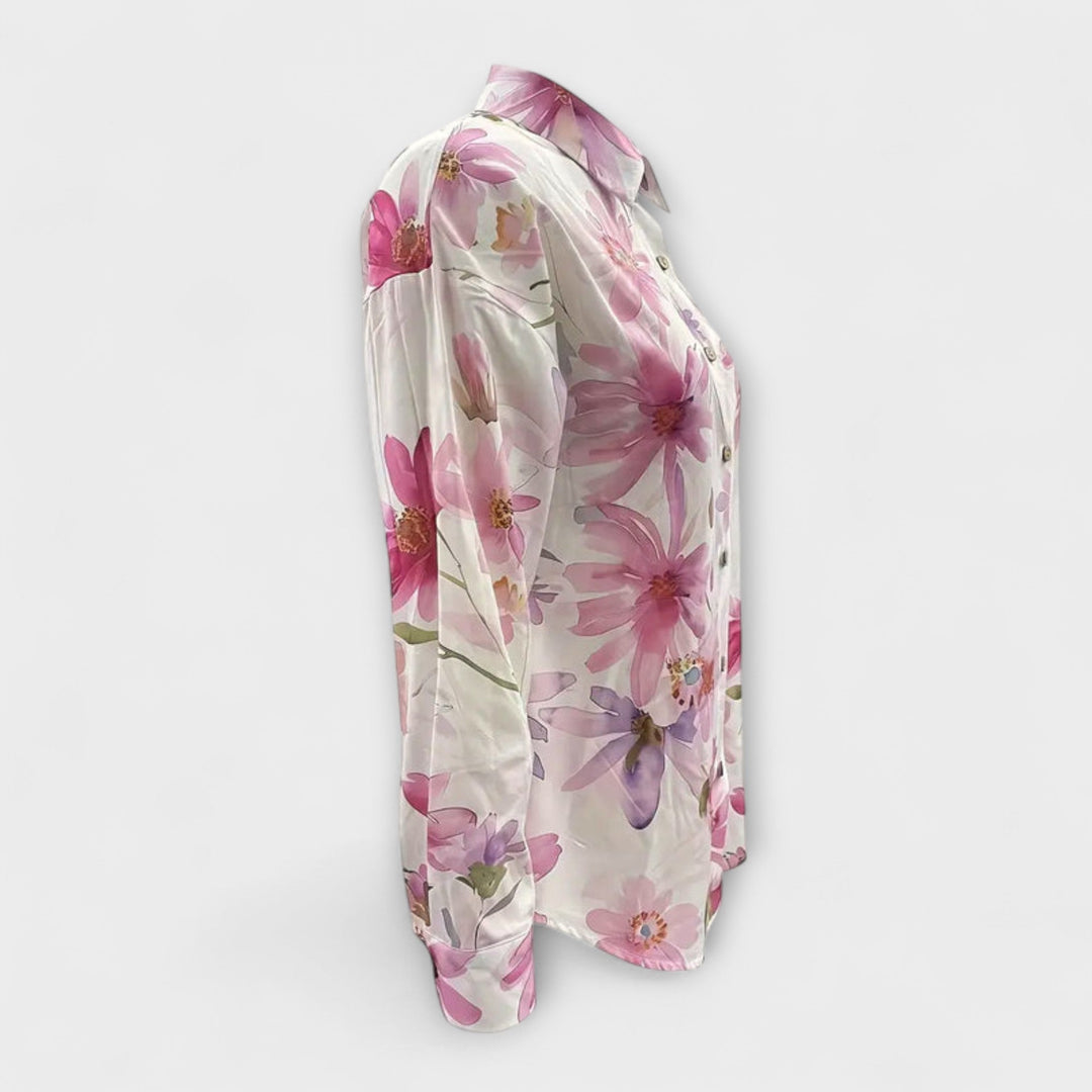 Gaida - Blusa blanca con flores de verano