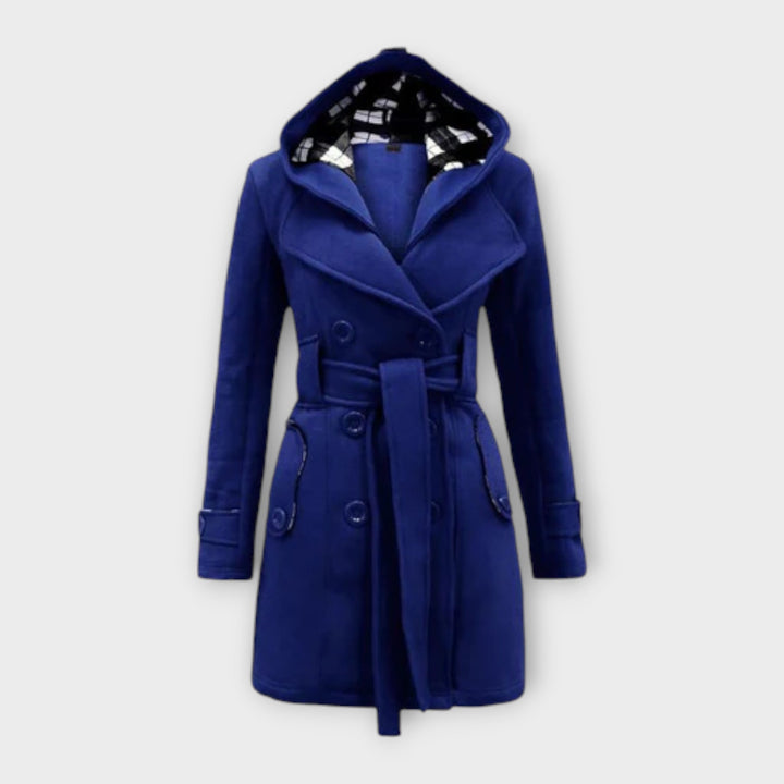 Evelyn - Abrigo de invierno gris cálido con capucha