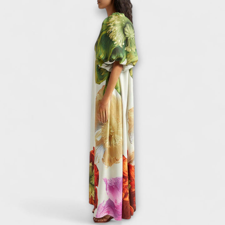 Skylar - Vestido maxi con estampado floral y mangas abullonadas