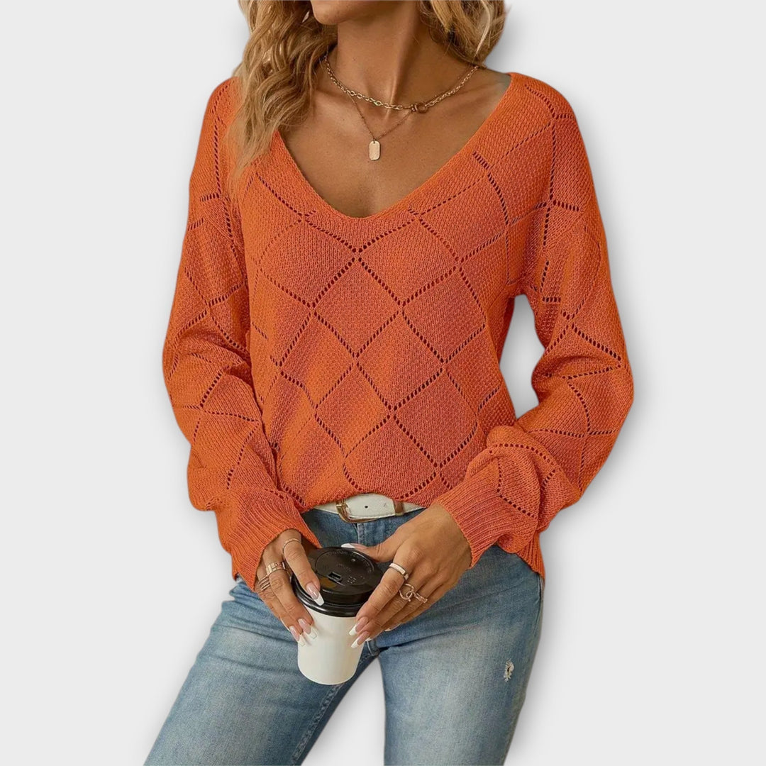 Evers - Jersey casual con diseño de rombos