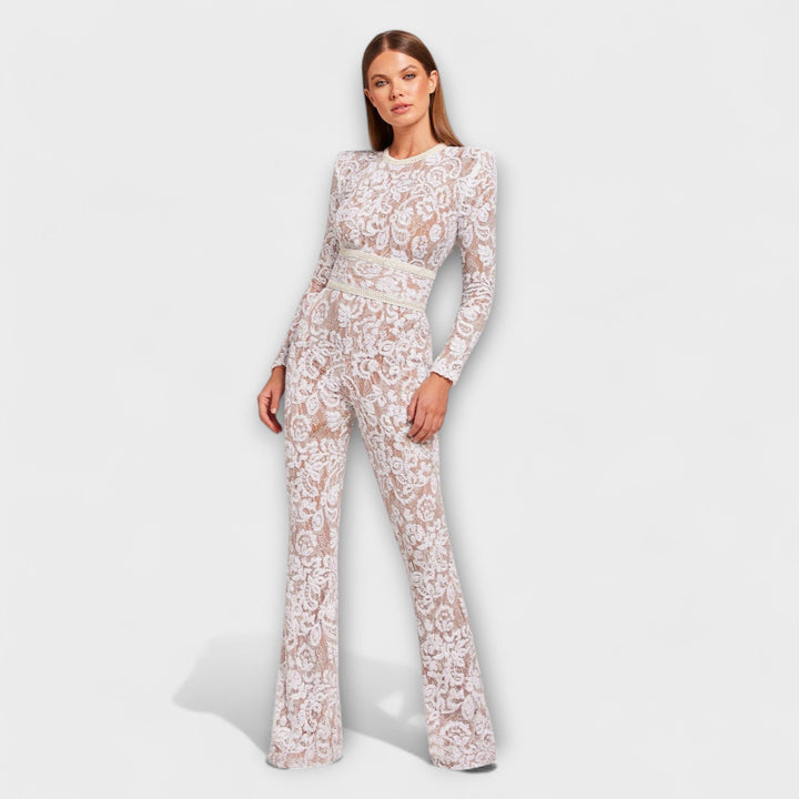 Theresia - Mono blanco con corsé elegante