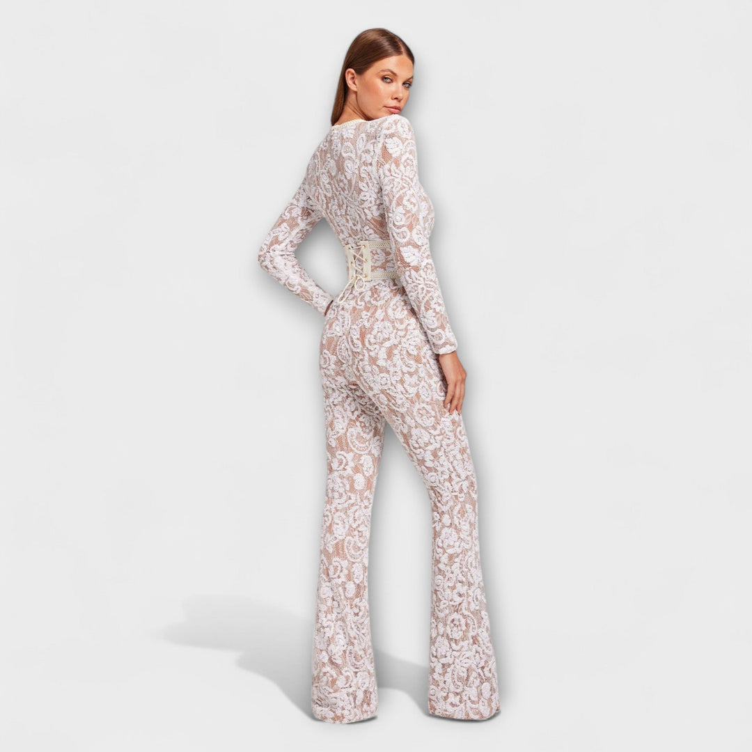 Theresia - Mono blanco con corsé elegante