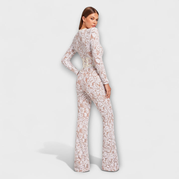 Theresia - Mono blanco con corsé elegante