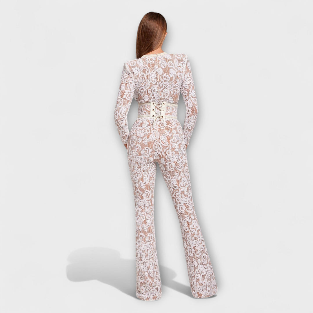 Theresia - Mono blanco con corsé elegante