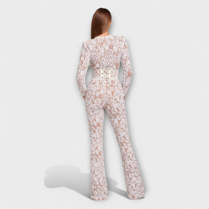 Theresia - Mono blanco con corsé elegante