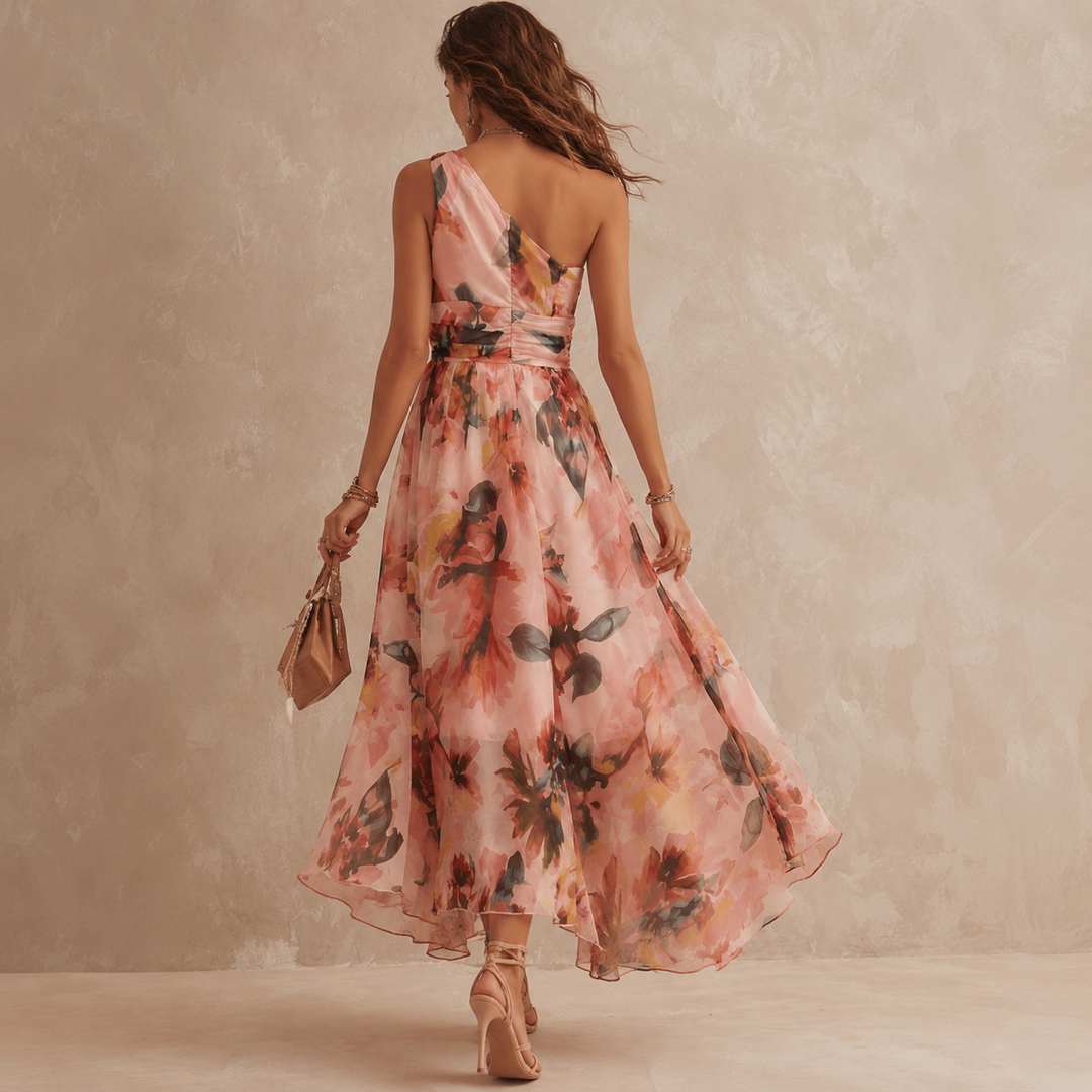 Aurora - Vestido floral asimétrico elegante