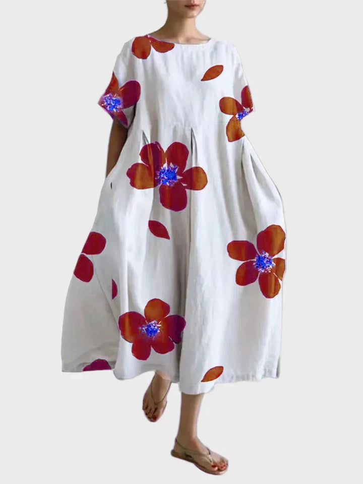 Vestido blanco con flores verdes