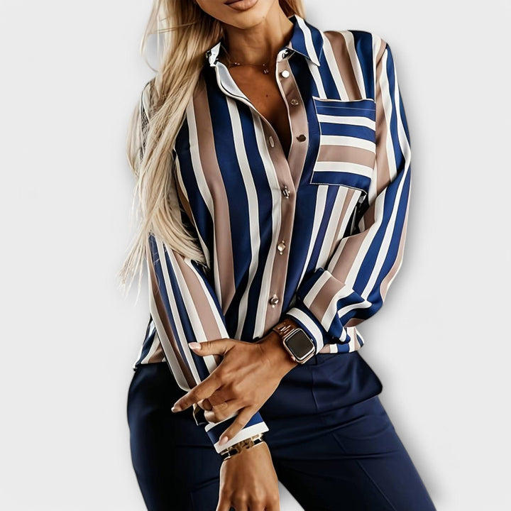 Emily - Blusa a rayas azul y blanca