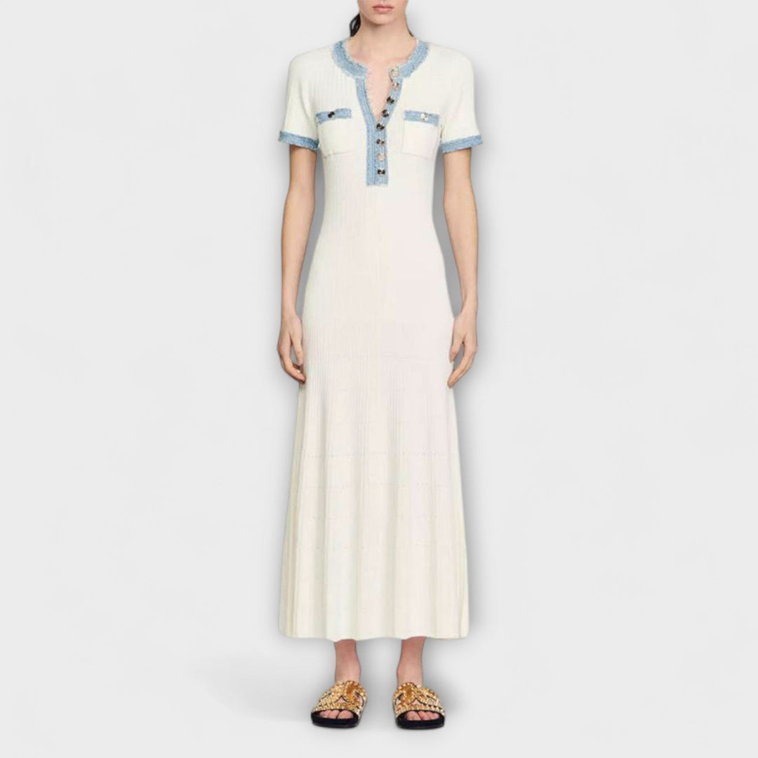 Alecia - Vestido maxi blanco con diseño estructurado