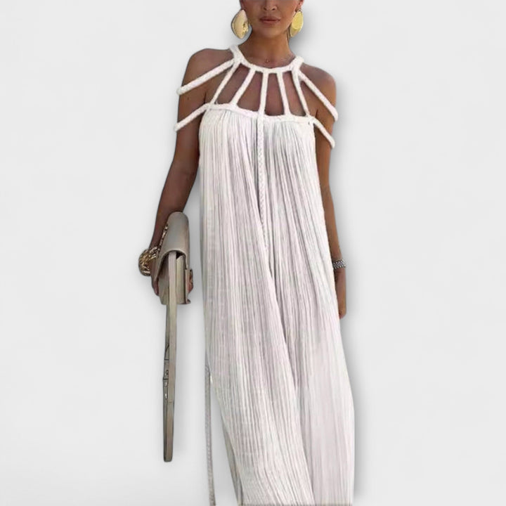 Briar - Vestido Maxí Beige con Trenzas Drapadas