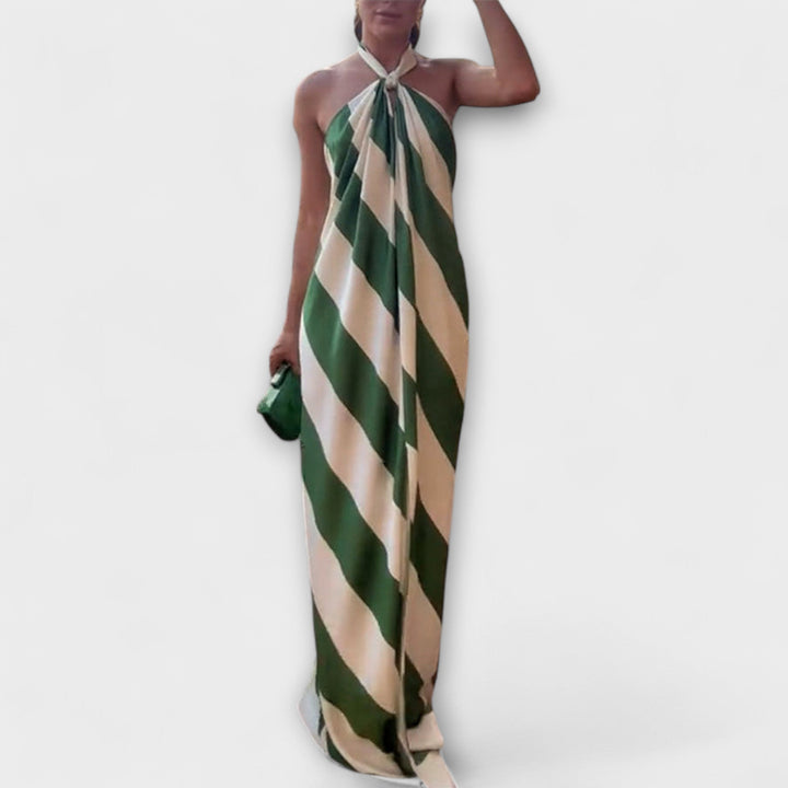 Marlowe - Vestido maxi sin mangas a rayas verde y blanco