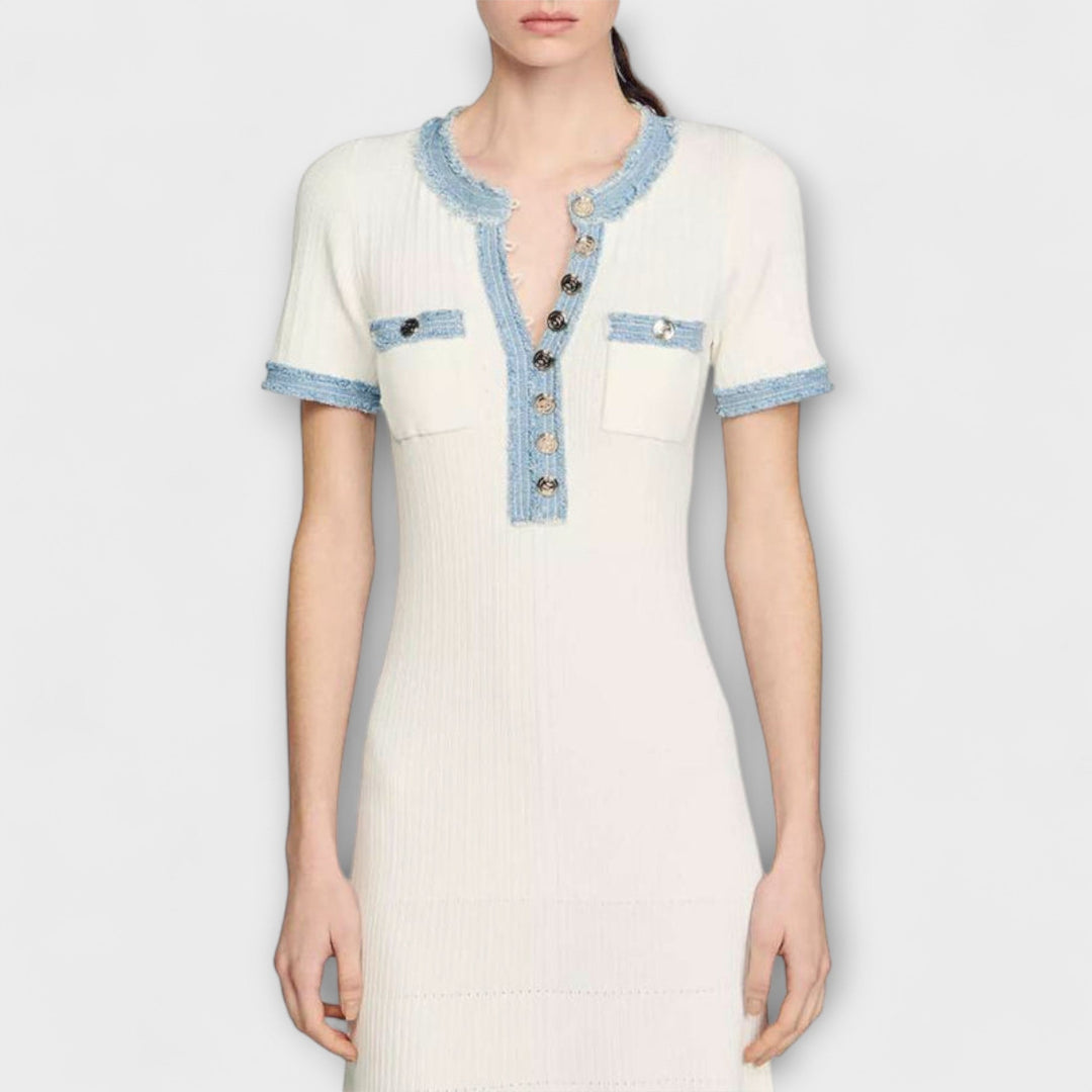 Alecia - Vestido maxi blanco con diseño estructurado