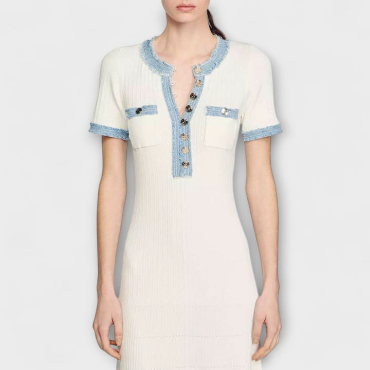 Alecia - Vestido maxi blanco con diseño estructurado
