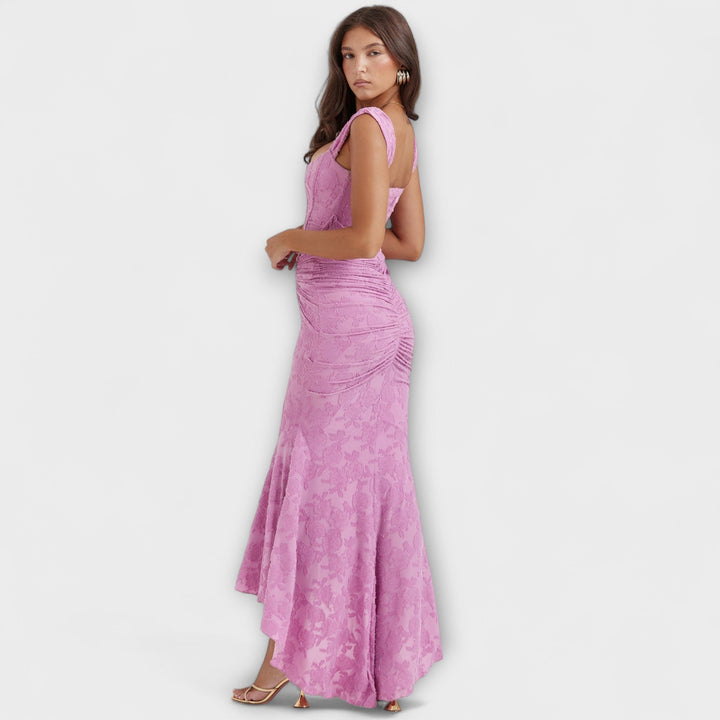 Renske - Vestido Maxí Lila con Corsé