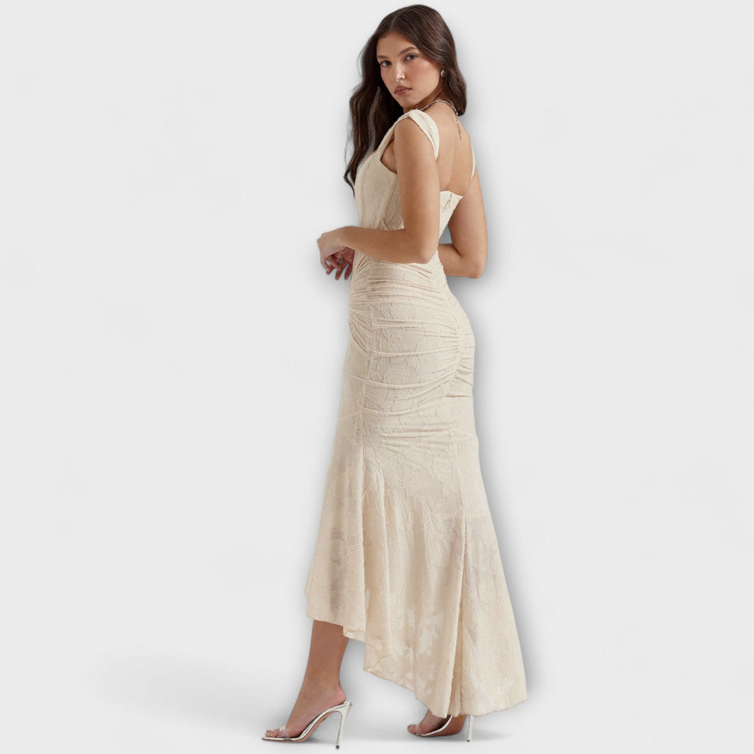 Renske - Vestido Maxí Lila con Corsé