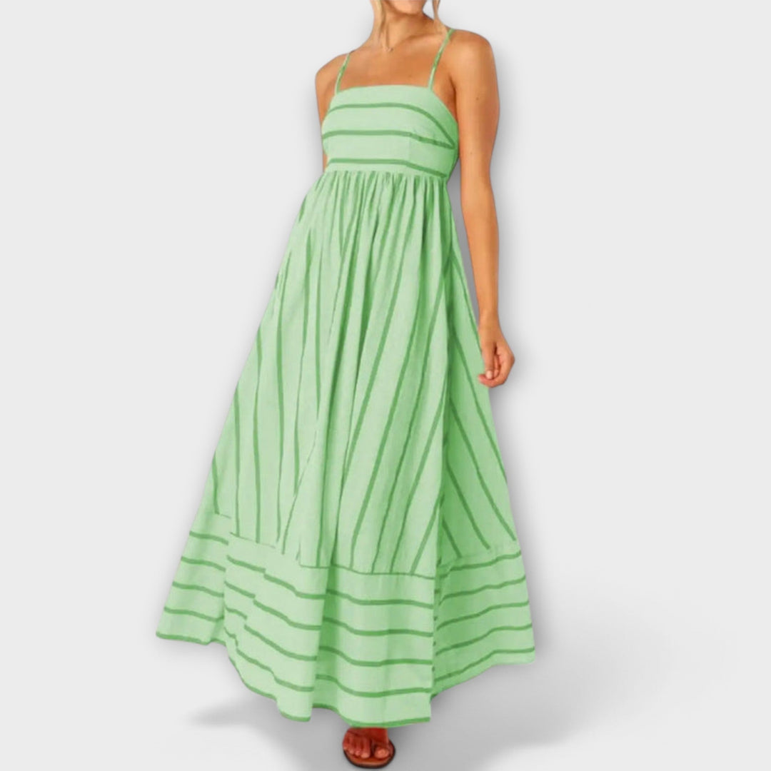 Svea - Vestido maxí a rayas rosas