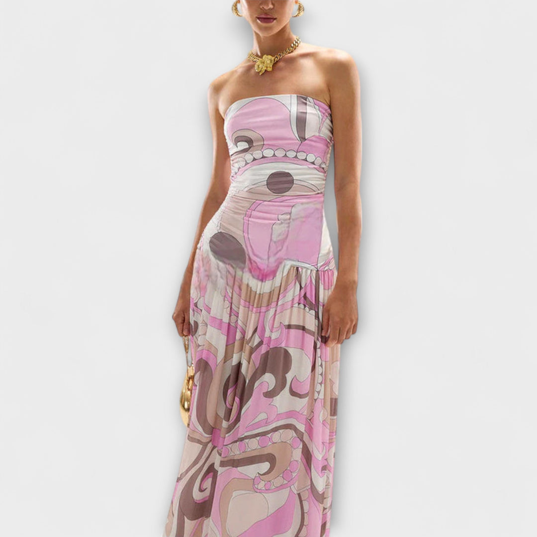 Tatum - Vestido maxi sin mangas en tonos pastel
