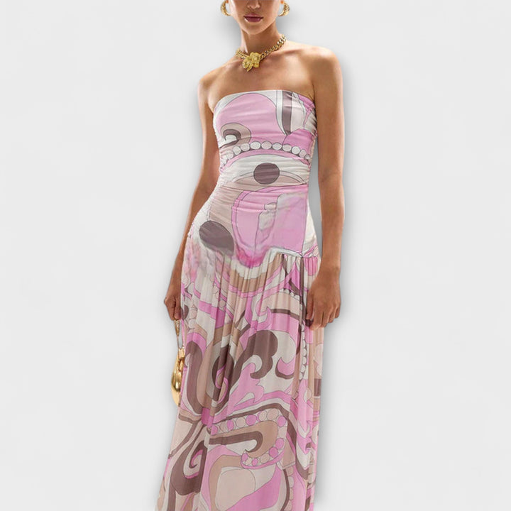 Tatum - Vestido maxi sin mangas en tonos pastel