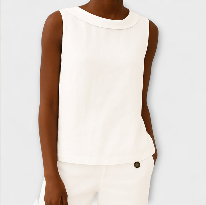 Brianna - Top elegante sin mangas en beige