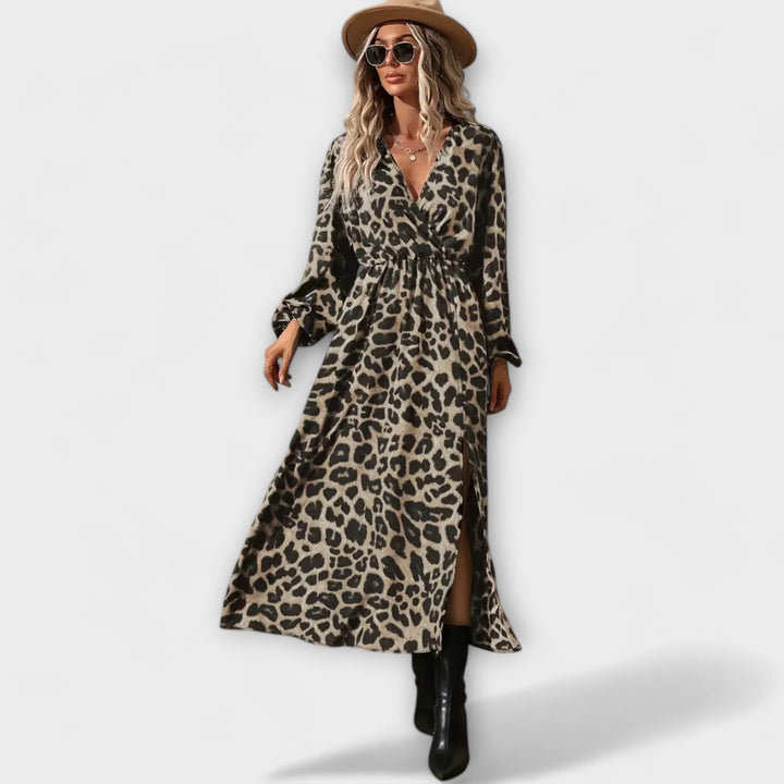 Natalie - Vestido maxi con estampado de leopardo