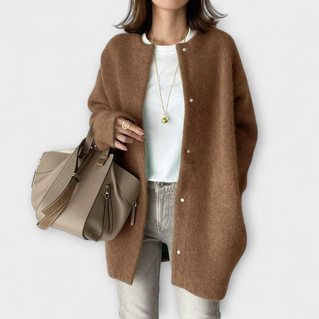 Amy - Chaqueta beige de corte relajado y cómoda