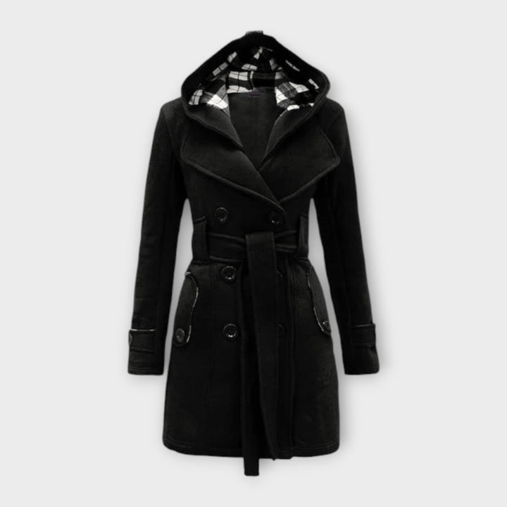 Evelyn - Abrigo de invierno gris cálido con capucha