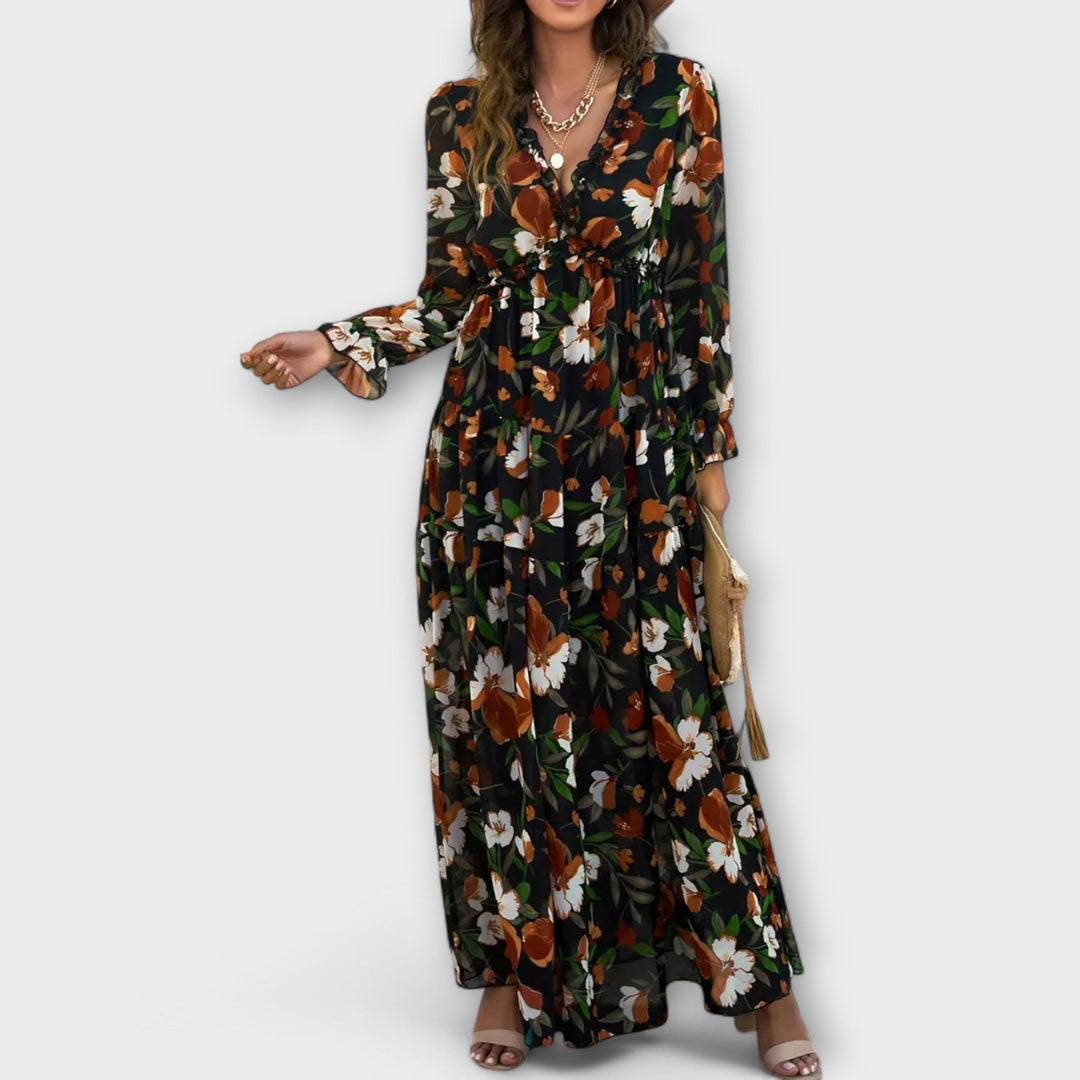 Helen - Vestido maxí rosa con estampado floral