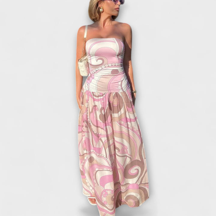 Tatum - Vestido maxi sin mangas en tonos pastel
