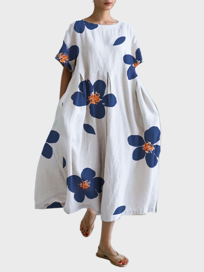 Vestido blanco con flores verdes