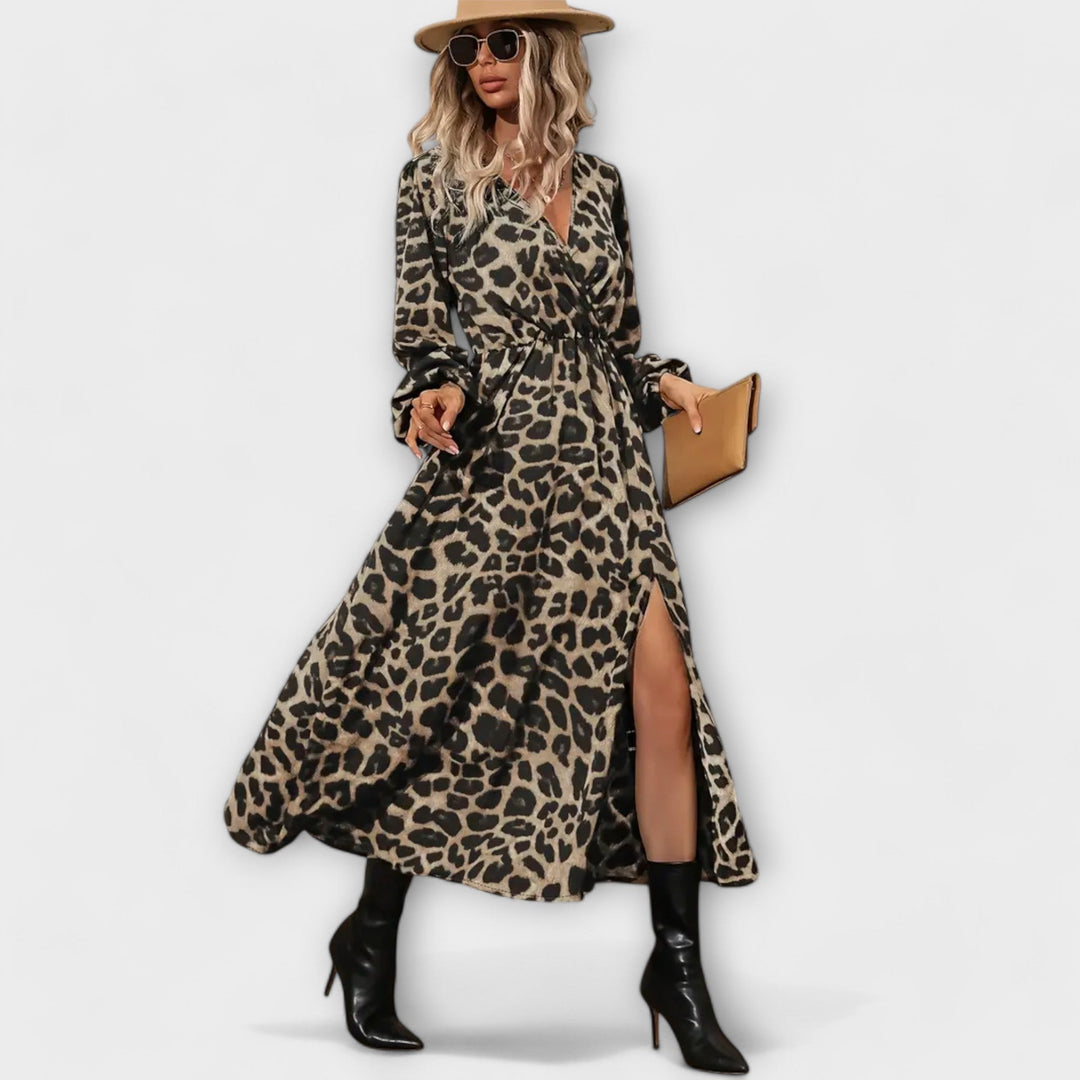 Natalie - Vestido maxi con estampado de leopardo