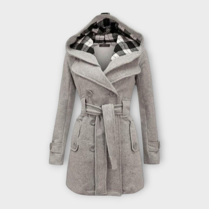 Evelyn - Abrigo de invierno gris cálido con capucha