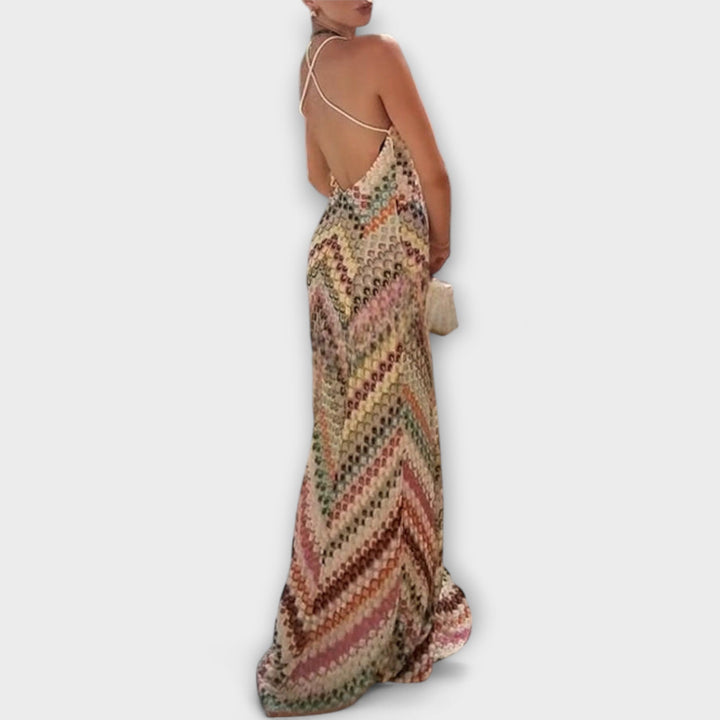 Remi - Vestido maxi colorido con patrón de espiga