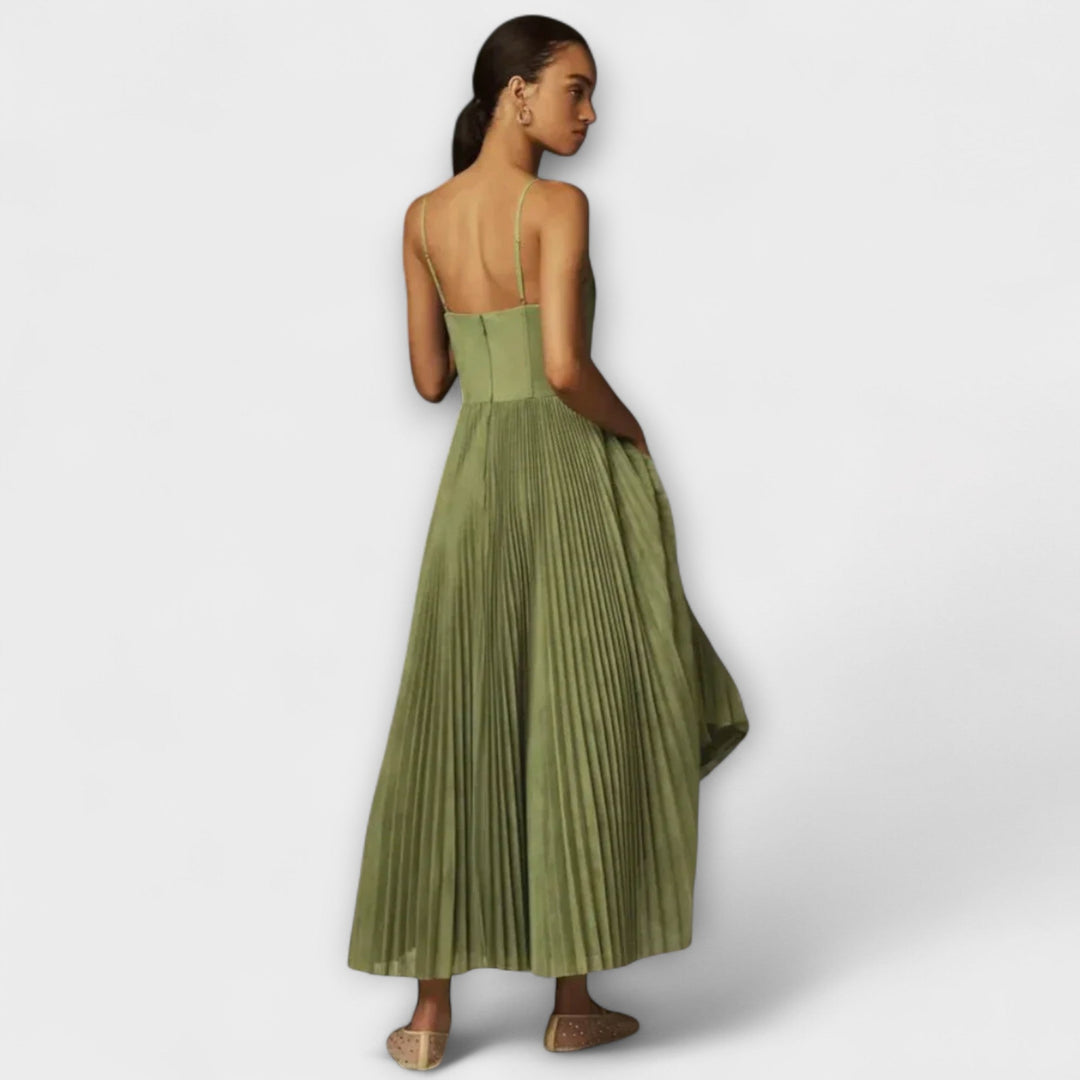 Lucrezia - Vestido midi plisado en verde oliva