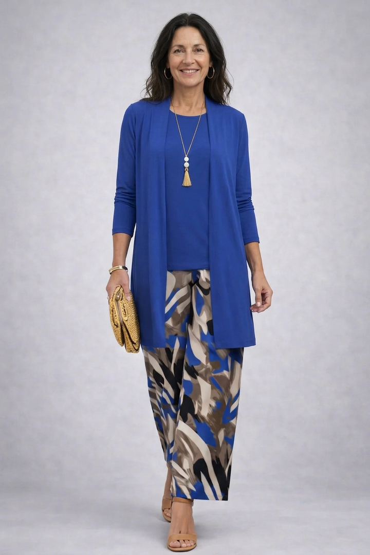 Stella - Conjunto de tres piezas con estampado azul