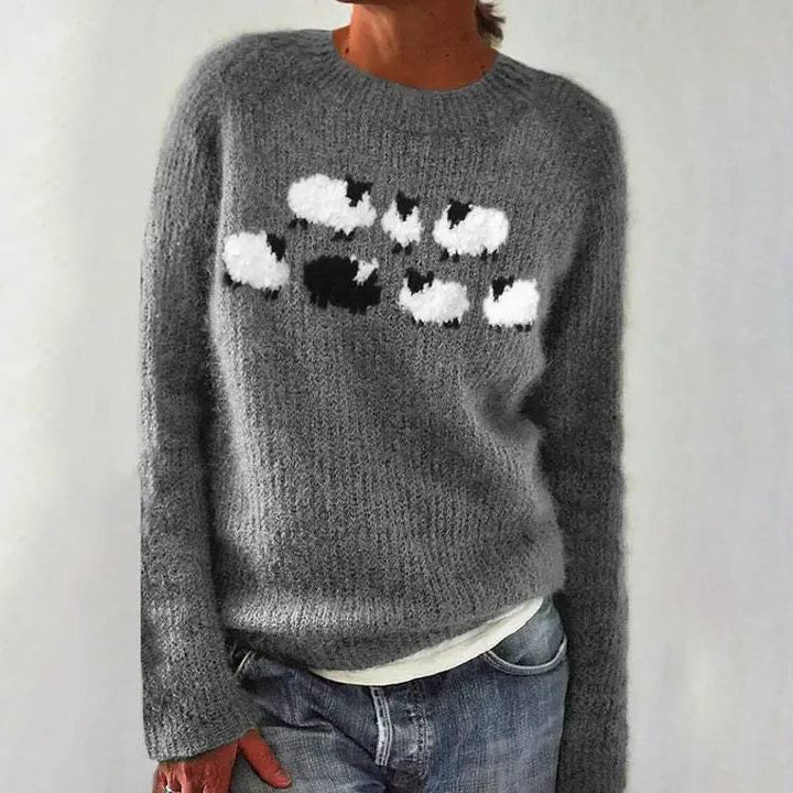 Bianca - Jersey gris con diseño de oveja