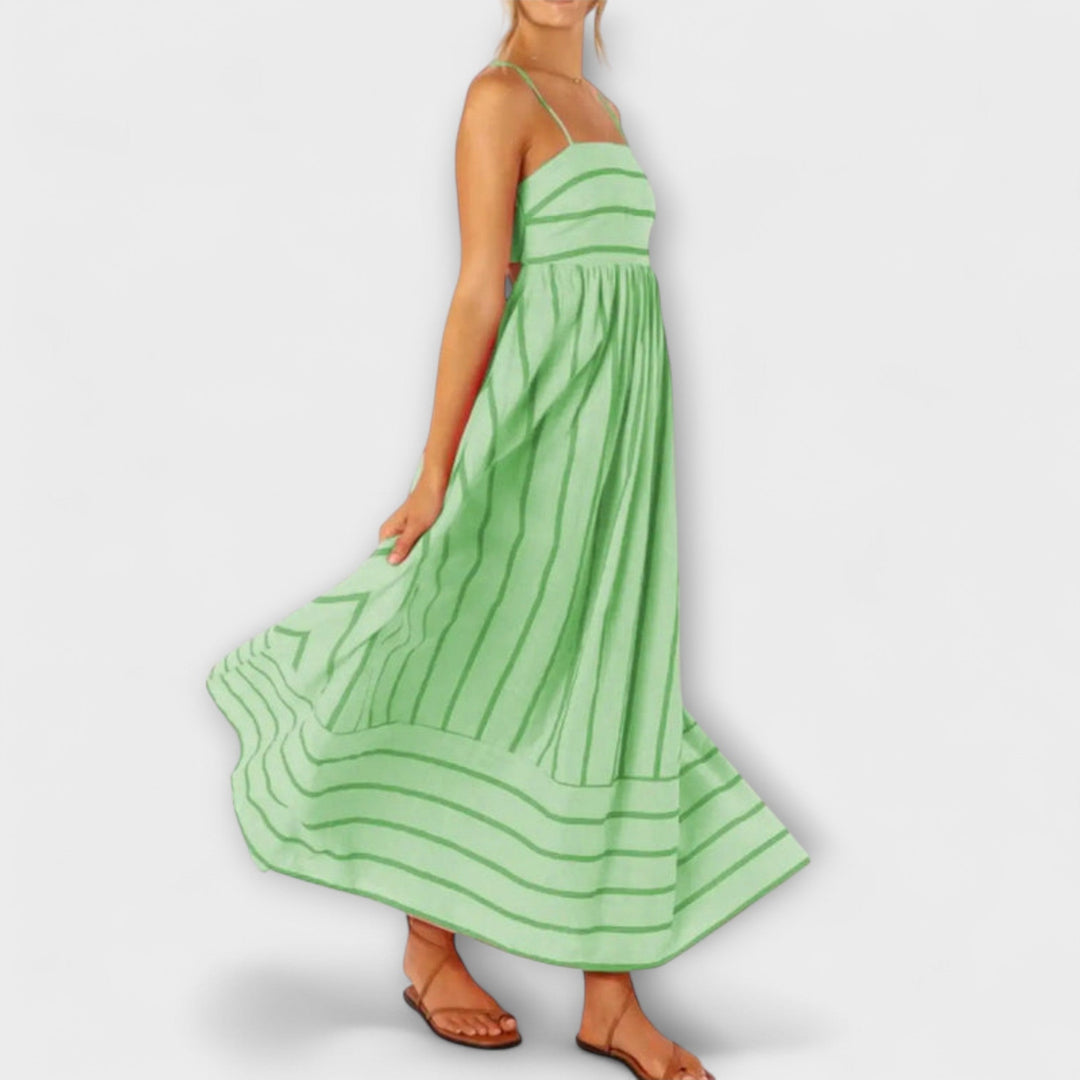 Svea - Vestido maxí a rayas rosas