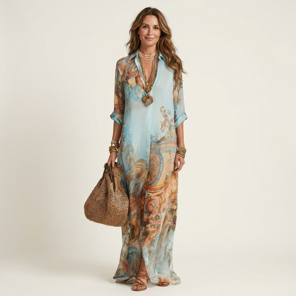 Alice Leon - Vestido camisero maxi de seda