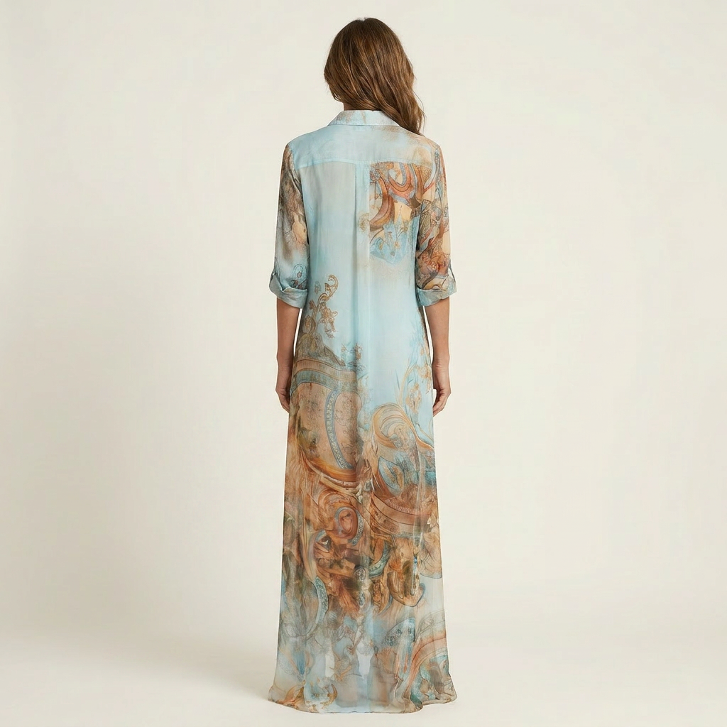 Alice Leon - Vestido camisero maxi de seda
