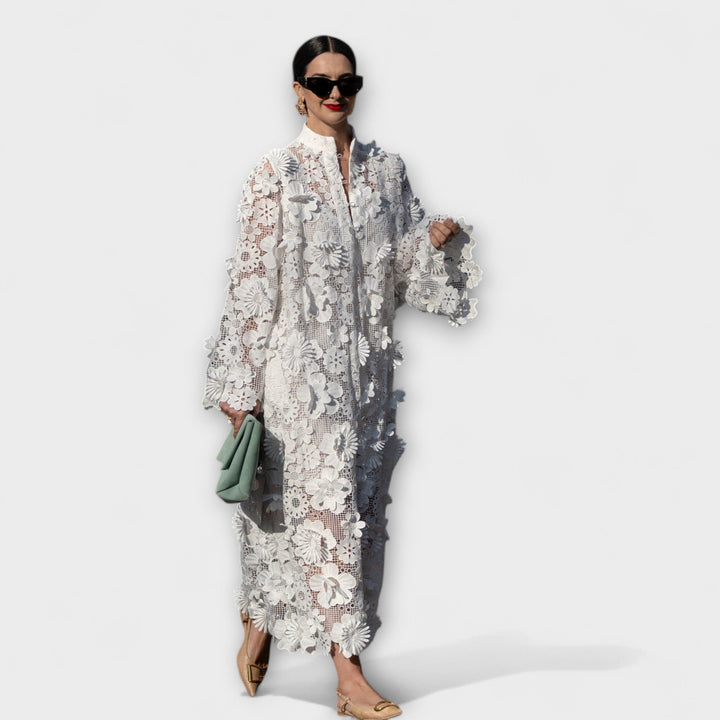 Yelira - Vestido de encaje blanco elegante