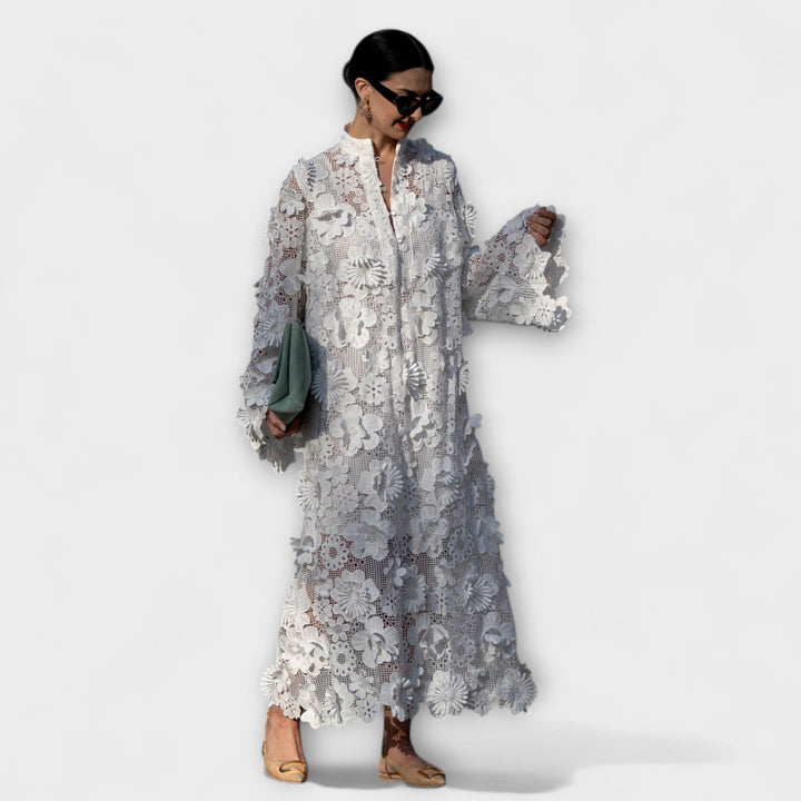 Yelira - Vestido de encaje blanco elegante