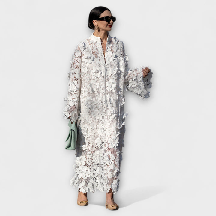 Yelira - Vestido de encaje blanco elegante