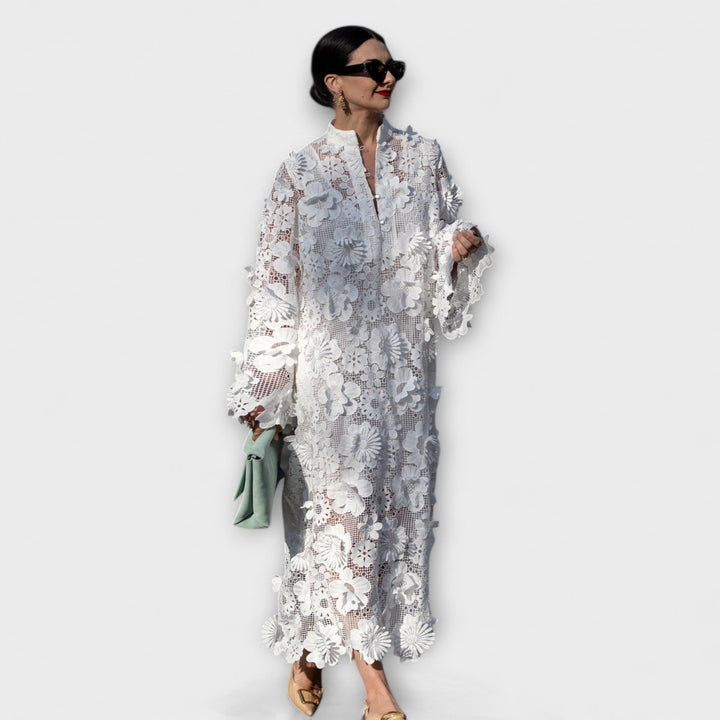 Yelira - Vestido de encaje blanco elegante