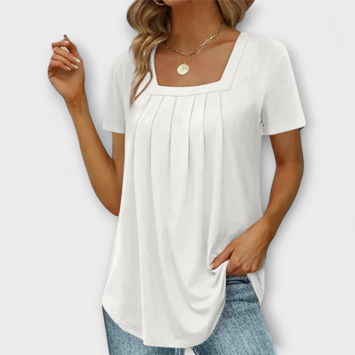 Annie - Blusa blanca con escote cuadrado