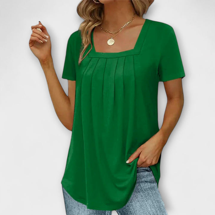 Annie - Blusa blanca con escote cuadrado